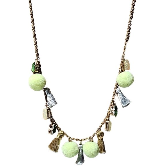 Handmade Retro Statement Pom Pom Tassels Necklace Colorful Gem Accents Jewelry - Picture 1 of 7